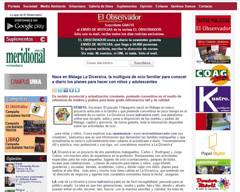 La Diversiva, protagonista de una noticia en la revista El Observador