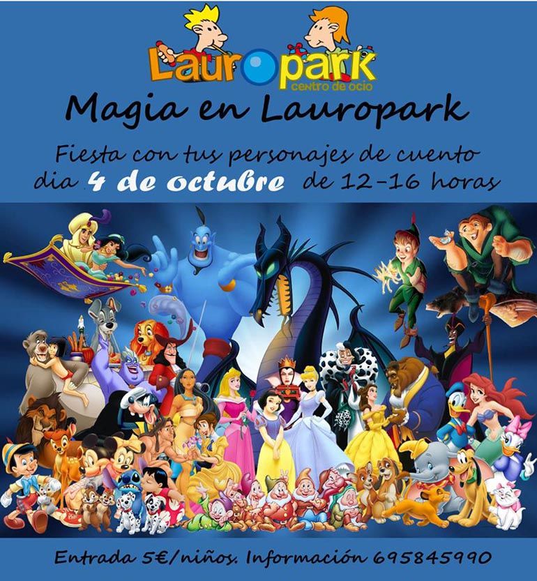 Fiesta con los personajes Disney el domingo 4 en Lauropark Alhaurín