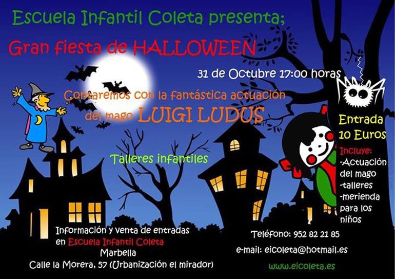 Fiesta infantil de Halloween para la tarde del sábado en Marbella