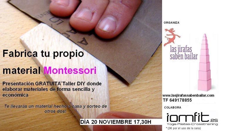 Fabrica tu propio material Montessori en el taller de hoy viernes 20 en Málaga