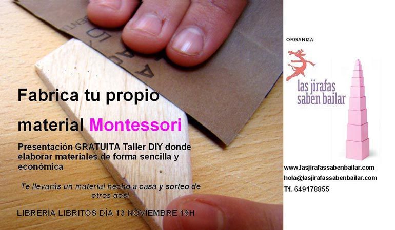 Presentación del taller ‘Fabrica tu propio material Montessori’ en Libritos este viernes 13