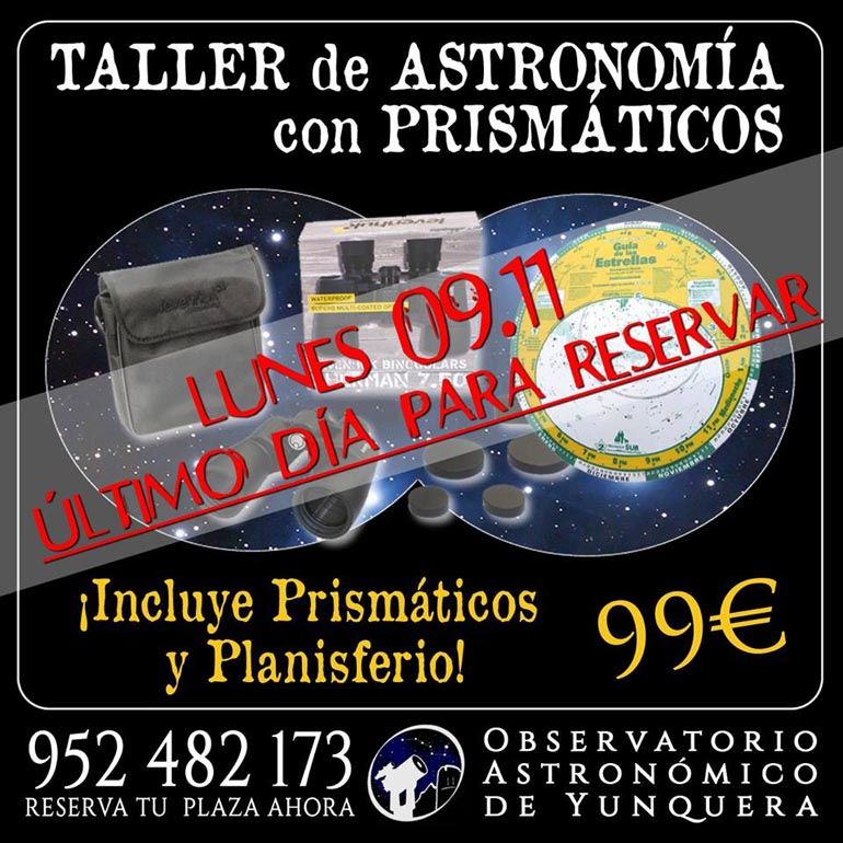 Taller de astronomía con prismáticos este sábado 14 de noviembre en Yunquera