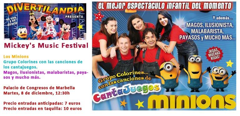 El musical de Mickey y sus amigos, con los Minions y Cantajuegos se presenta en Marbella el martes 8