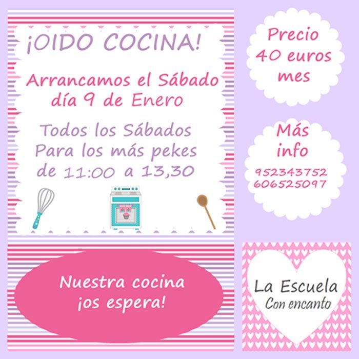 Talleres de cocina infantil en Málaga todos los sábados de enero