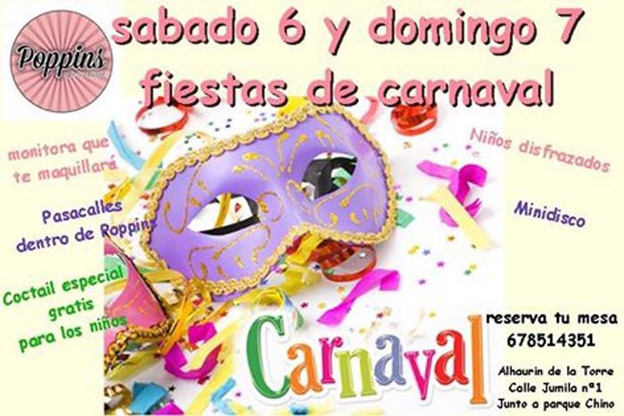 Fiesta de Carnaval para niños en Poppins de Alhaurín de la Torre
