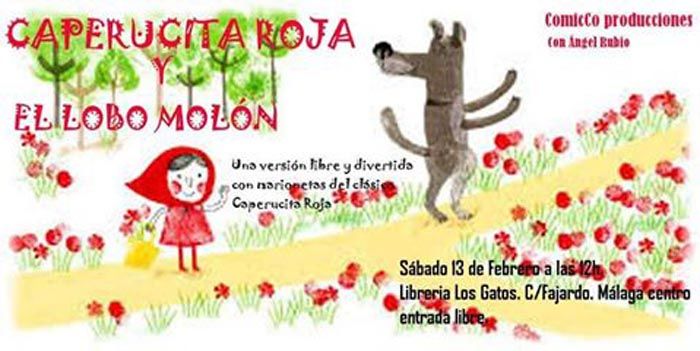 Caperucita Roja y el lobo molón en el cuento con marionetas en Málaga