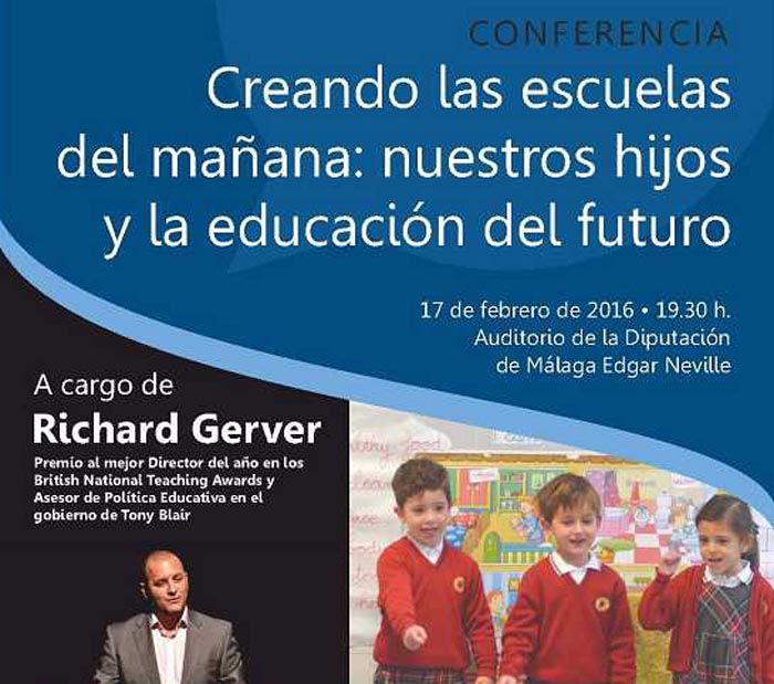 Conferencia sobre las escuelas del mañana y la educación de los hijos, en la Diputación de Málaga