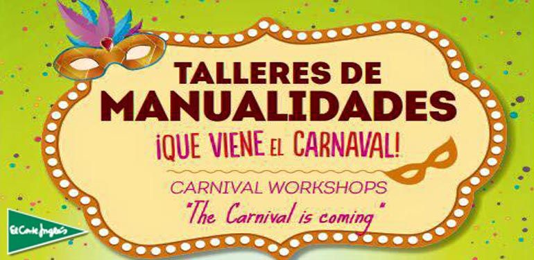 Talleres de carnaval para niños en Corte Inglés Mijas