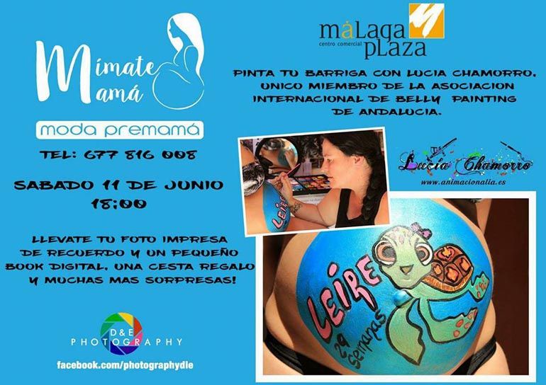 Nueva sesión de maquillaje sobre barrigas de embarazadas en el Centro Comercial Málaga Plaza