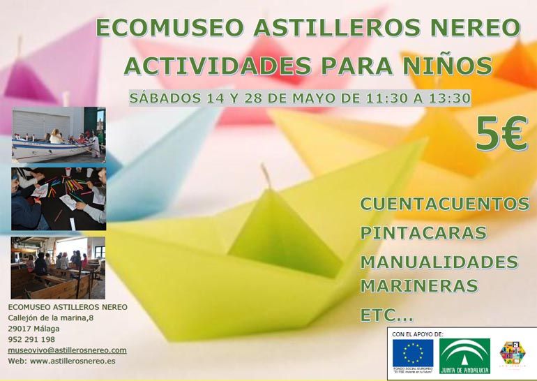 Actividades para niños en Astilleros Nereo de Málaga para mayo
