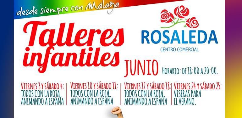 Animando a la Roja con niños en el Centro Rosaleda Málaga