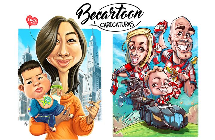 Regala caricaturas personalizadas para toda la familia con BeCartoon