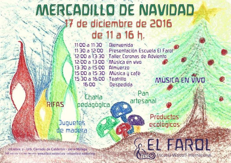 Mercadillo navideño de la escuela waldorf El Farol de Málaga el 17 de diciembre