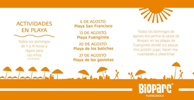 Talleres y juegos gratis para niños en las playas de Fuengirola con Bioparc