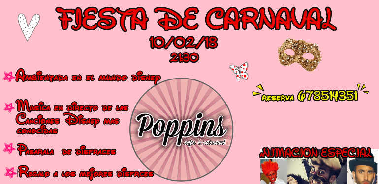 Fiesta de Carnaval para toda la familia en Poppins de Alhaurín de la Torre
