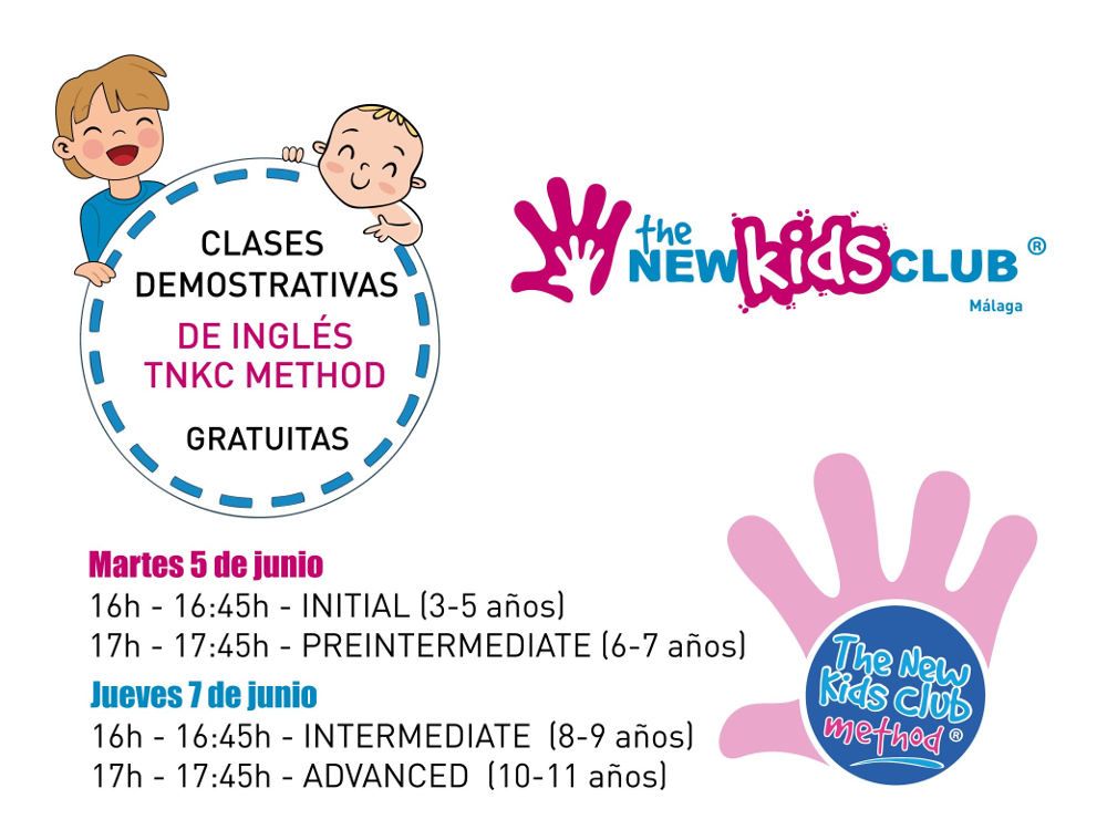 Clases demostrativas de inglés gratuitas para niños en The New Kids Club Málaga