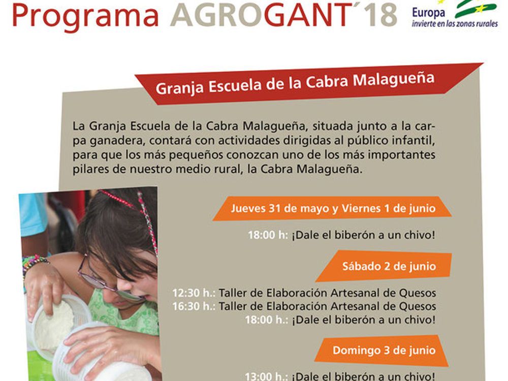 Actividades infantiles en la feria Agrogant de Antequera: aprende a alimentar a un chivo y a elaborar quesos