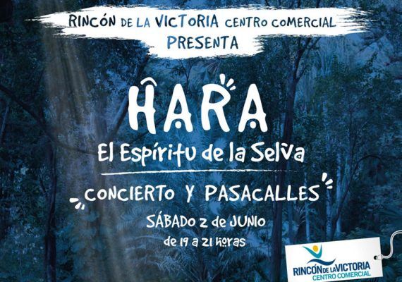 Cartel del pasacalles del musical Hara en el Centro Comercial Rincón de la Victoria