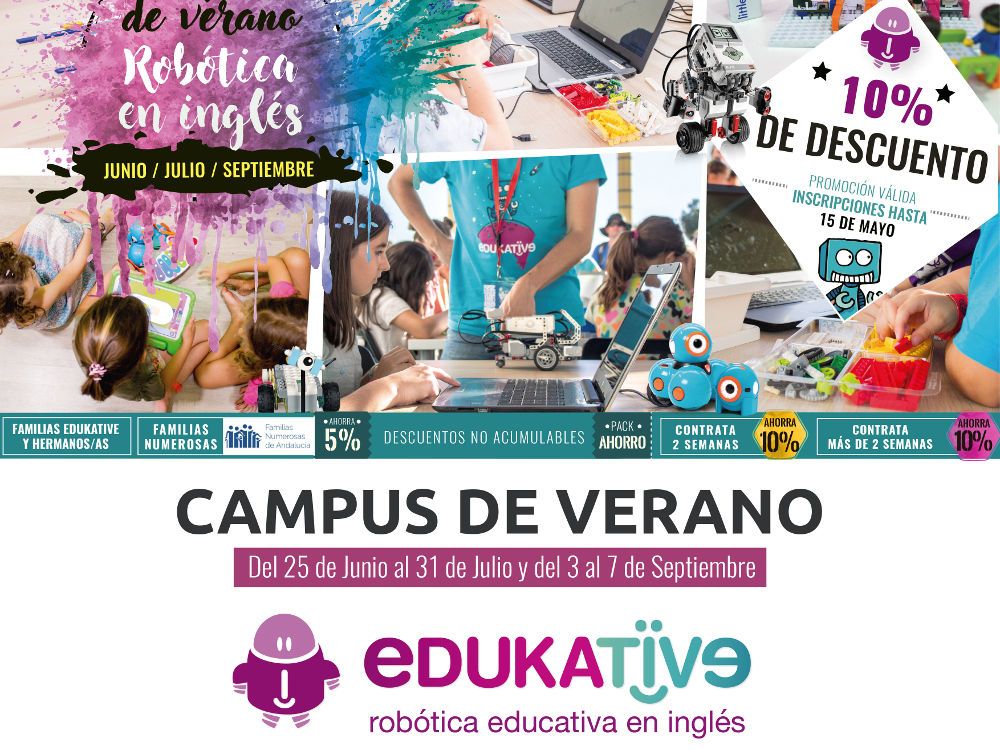 Campamento de verano sobre robótica educativa en inglés para niños en Málaga con Edukative