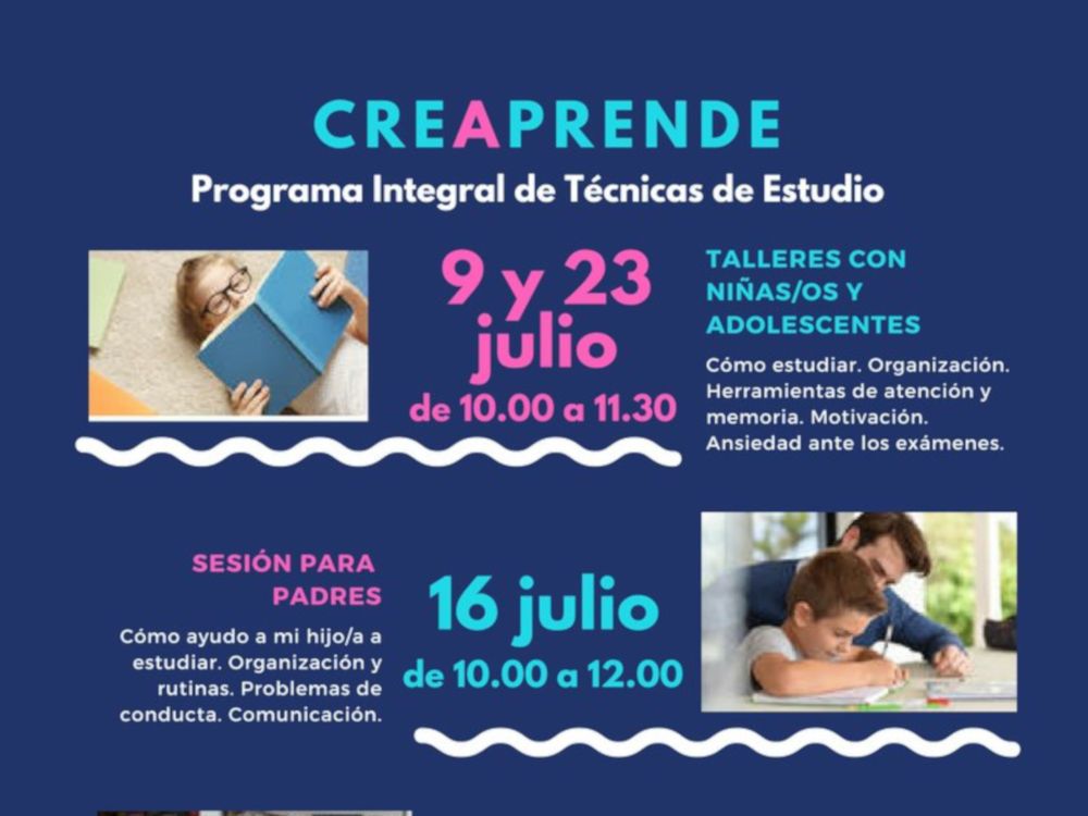Talleres de técnicas de estudio para familias con CreAciendo Málaga en julio