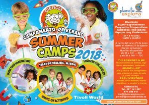 Cartel campamento de verano para niños de Ciencia Divertida en Benalmádena