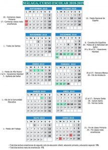 Calendario escolar Málaga 2018-2019