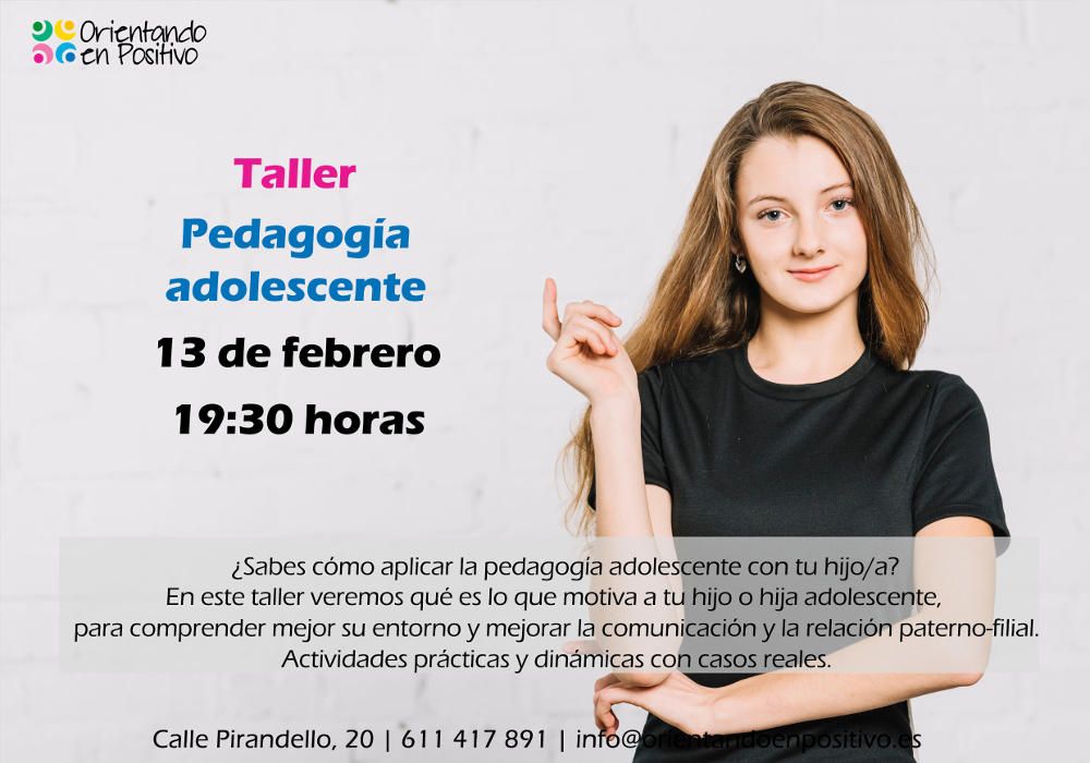 Talleres sobre cómo educar a hijos adolescentes en febrero con Orientando en Positivo (Málaga)