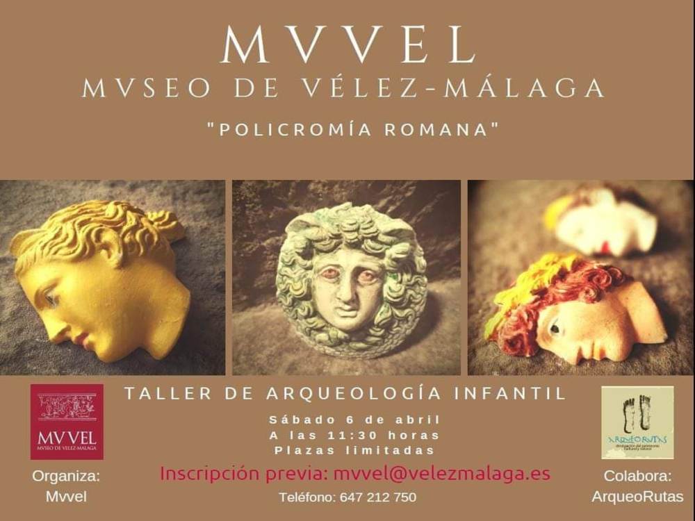 Taller gratis para niños de policromía romana con ArqueoRutas en Vélez-Málaga