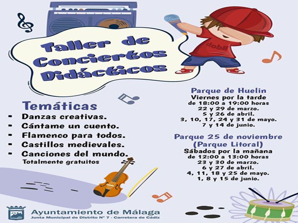 Conciertos didácticos gratis para niños en Málaga