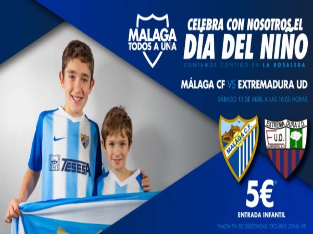 Día del Niño con precios especiales para ver al Málaga este sábado en La Rosaleda