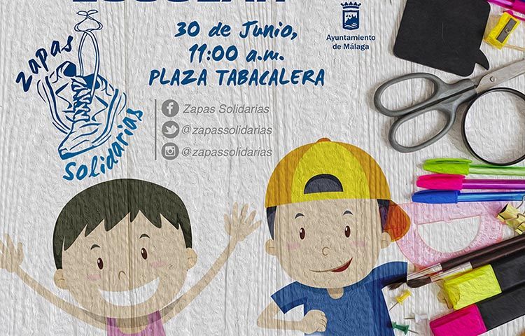 Recogida solidaria de material escolar en Málaga con Zapas Solidarias