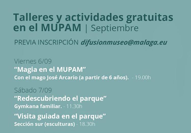 Actividades y talleres gratis para toda la familia en el MUPAM (Málaga) en septiembre