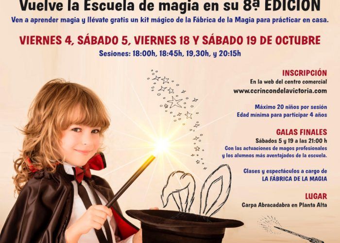 Escuela de magia gratis para niños en el CC Rincón de la Victoria en octubre