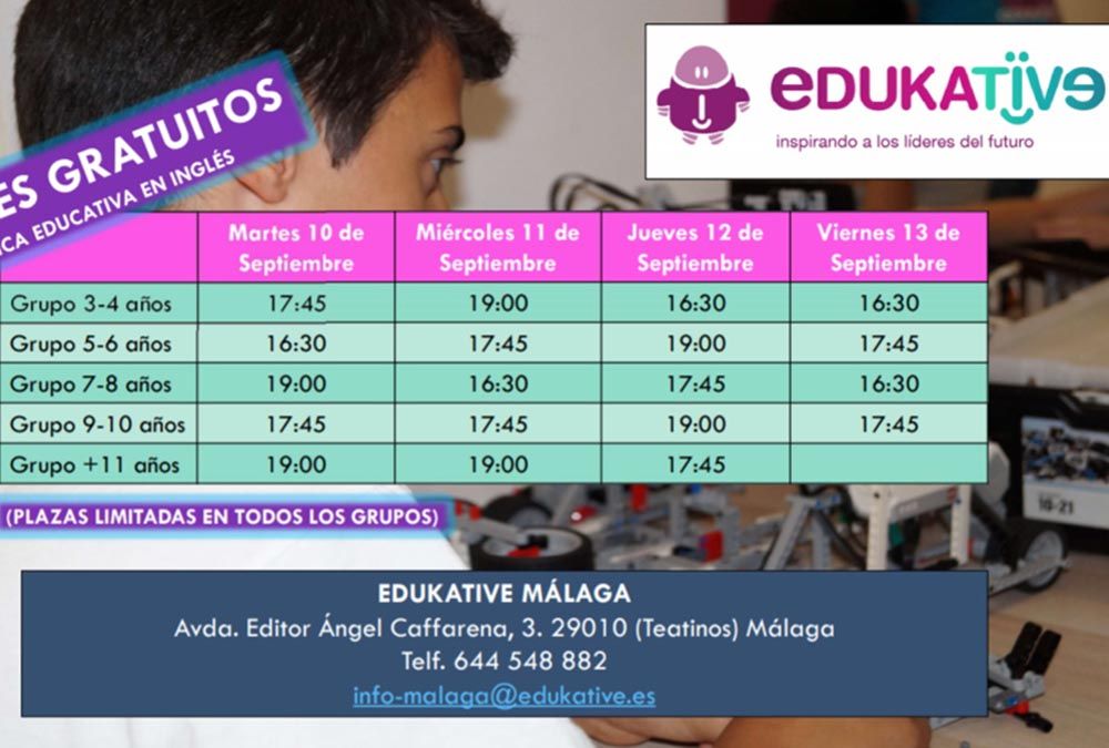 Talleres gratis de robótica educativa en inglés para niños en Edukative Málaga