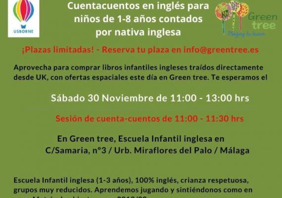 Cuentacuentos gratis en inglés para niños en Málaga