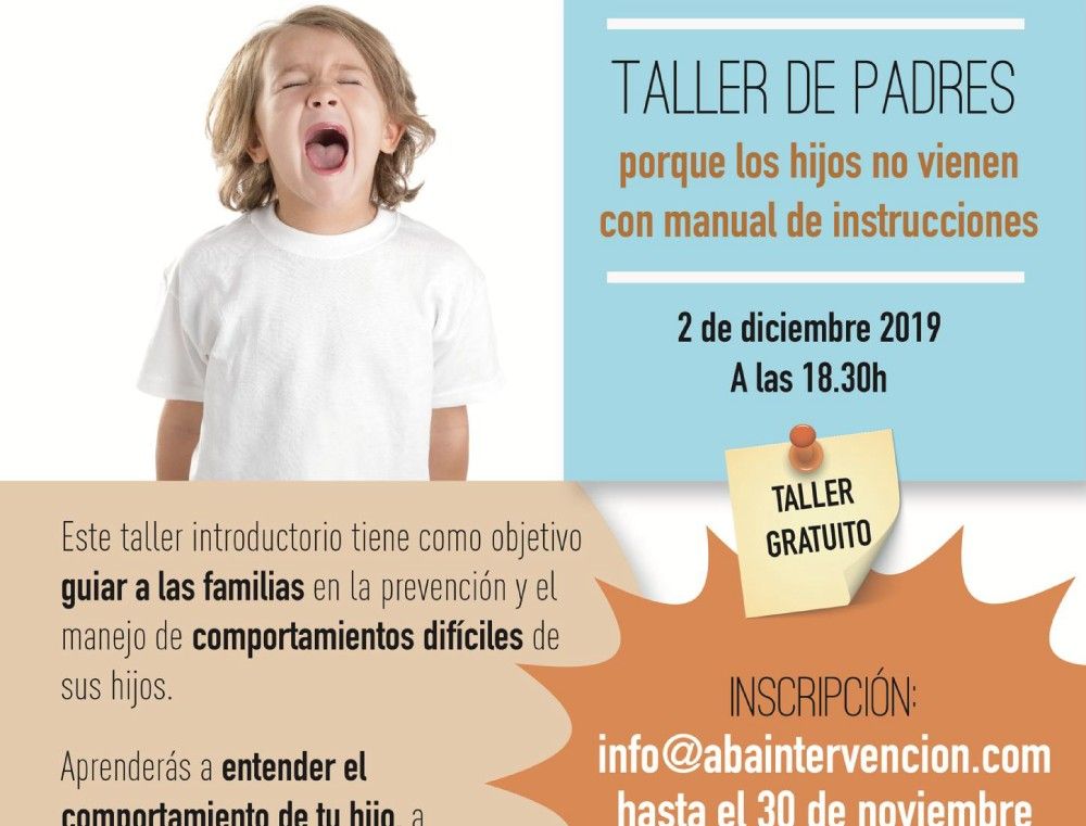 Taller gratis para madres y padres sobre el comportamiento de los niños en Málaga