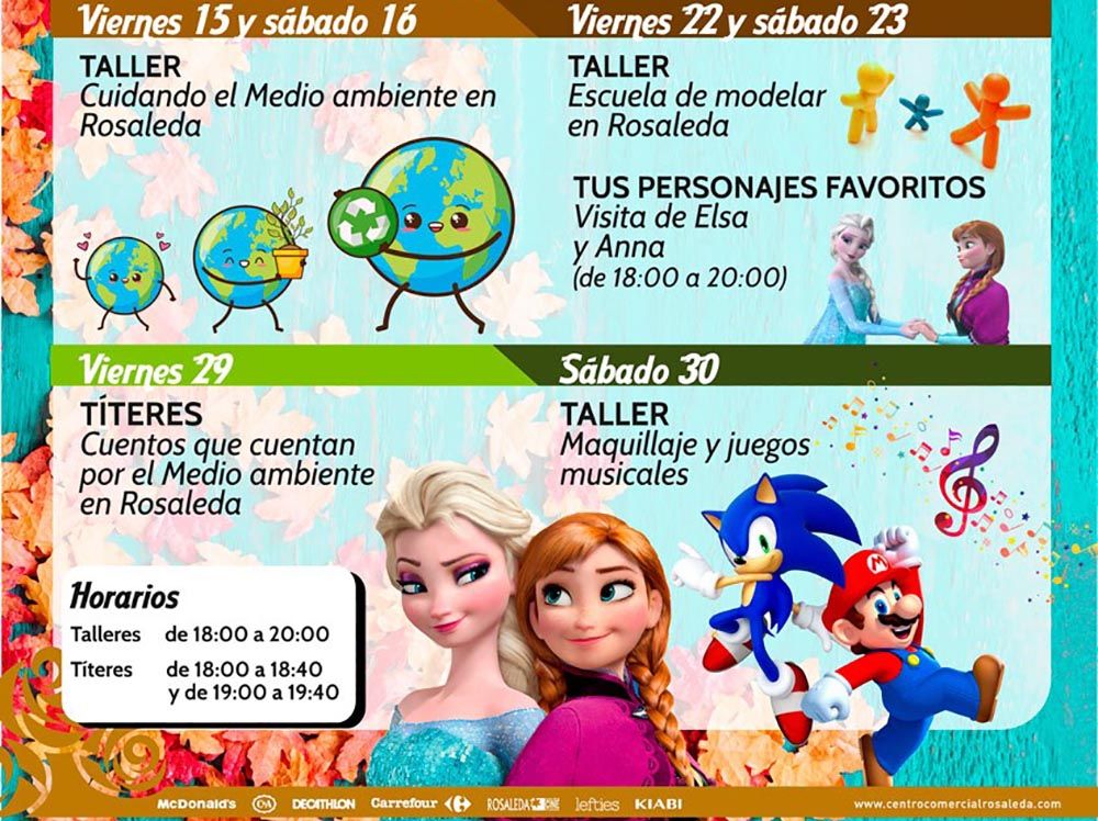 Títeres y talleres infantiles gratis en el CC Rosaleda de Málaga en noviembre