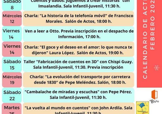 Actividades gratis para niños en febrero en la Biblioteca Provincial de Málaga
