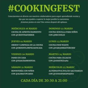Cookingfest con clases gratis y online de cocina por el coronavirus