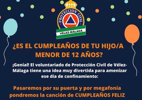 Protección Civil de Vélez-Málaga felicita el cumpleaños a los niños durante la cuarentena