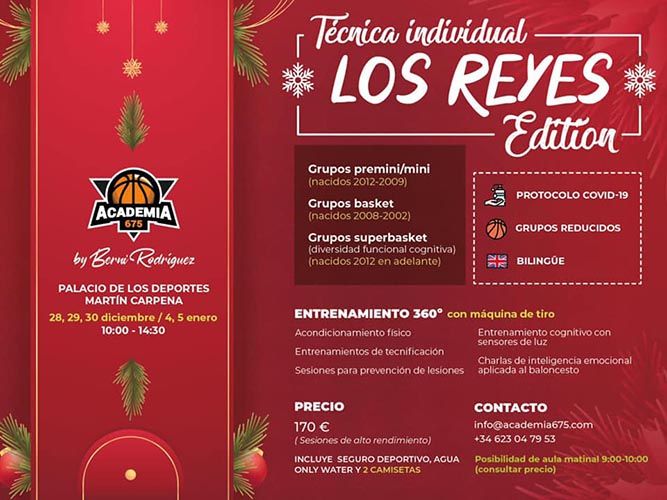 Campus de baloncesto bilingüe en el Martín Carpena Málaga durante las vacaciones de Navidad