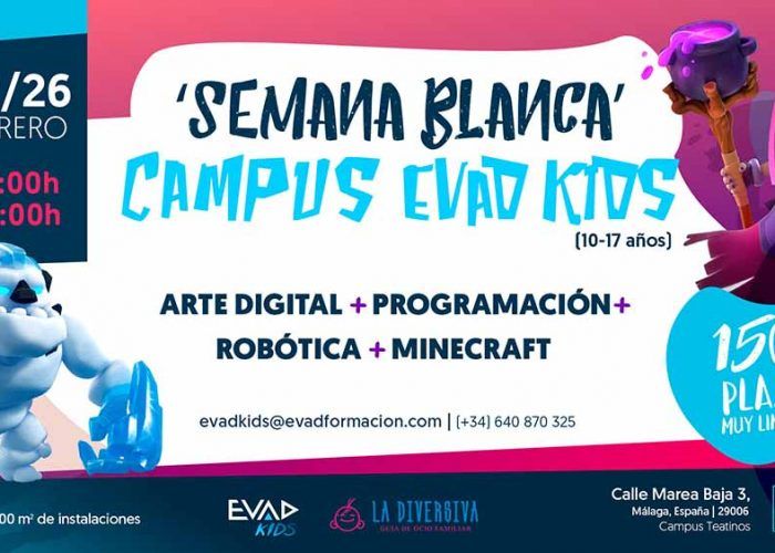 Campamento de Semana Blanca para niños sobre videojuegos, robótica y Minecraft en Evad Kids
