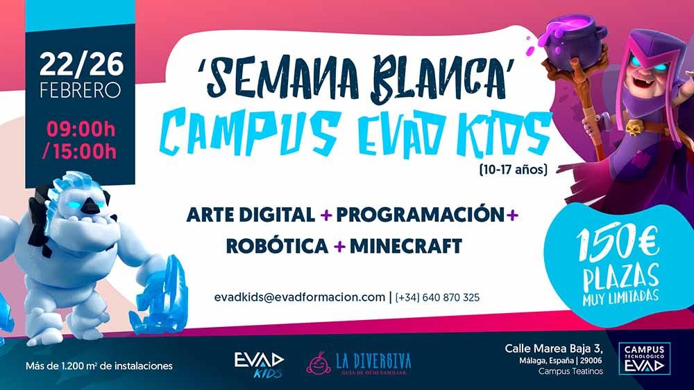 Campamento de Semana Blanca para niños sobre videojuegos, robótica y Minecraft con EVAD Kids