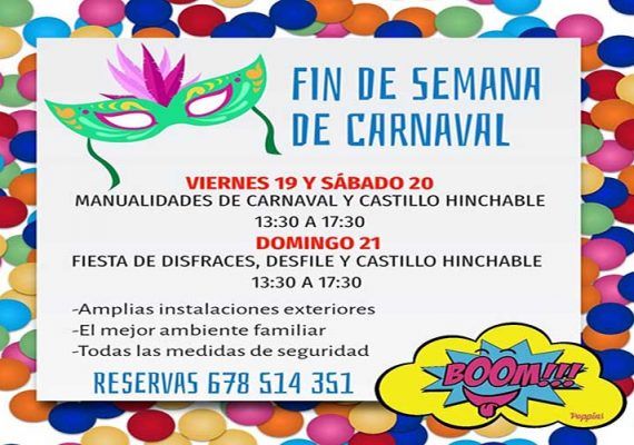 Fiesta familiar de Carnaval el fin de semana en Boom by Poppins de Alhaurín de la Torre