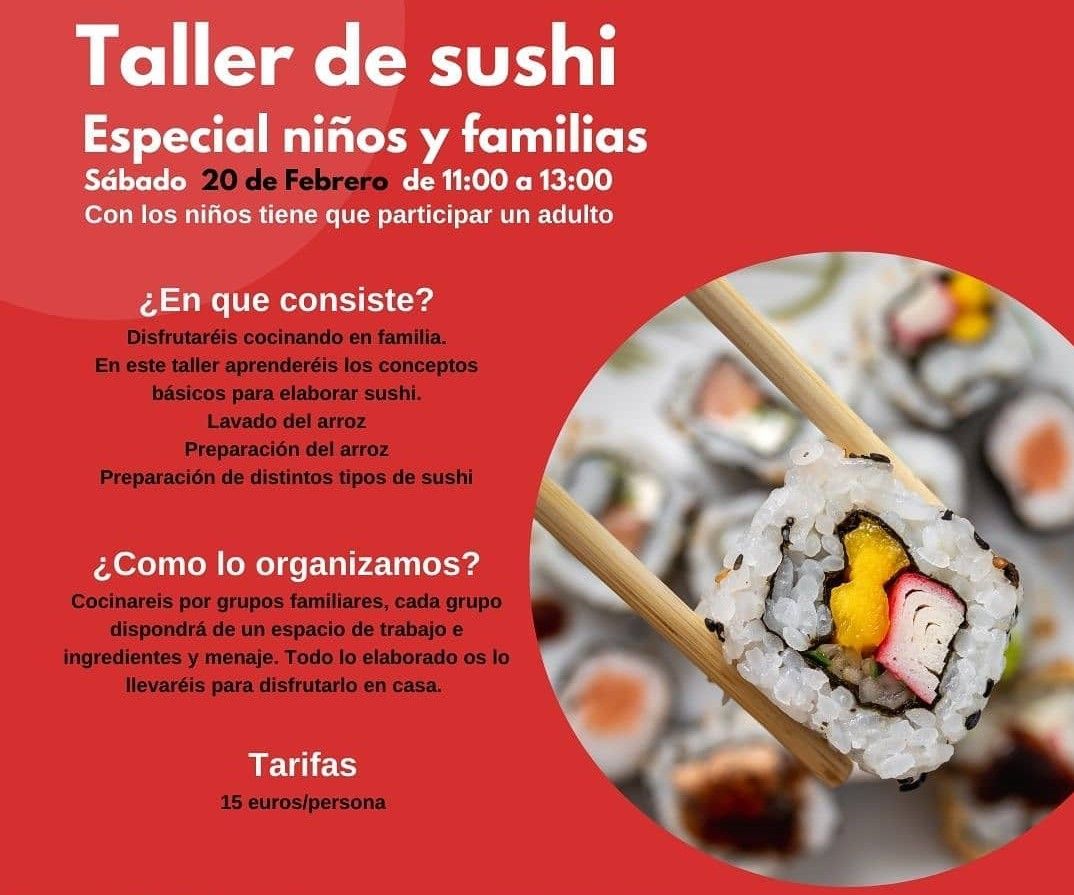 Taller de sushi en familia para niños y padres con Cooking Málaga