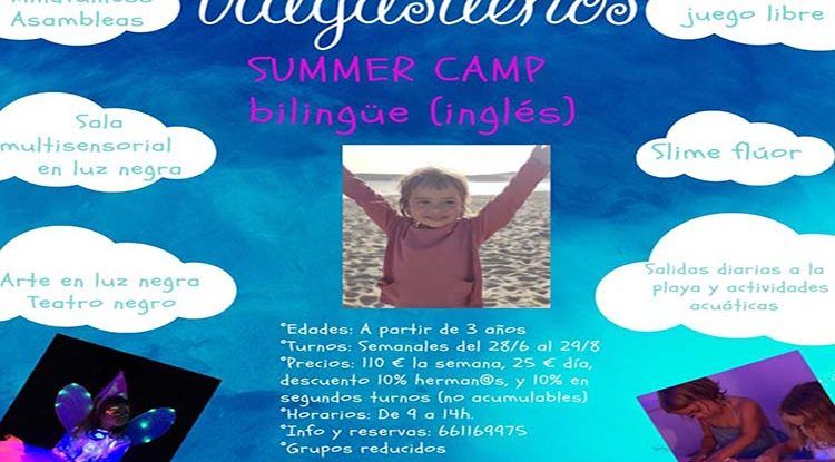 Campamento de verano bilingüe en sala Tragasueños (Málaga) con teatro, mindfulness y actividades acuáticas