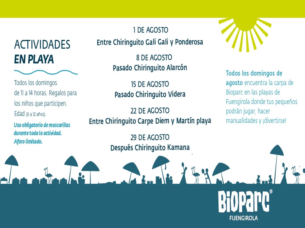 Actividades gratis para niños en la playa con Bioparc Fuengirola