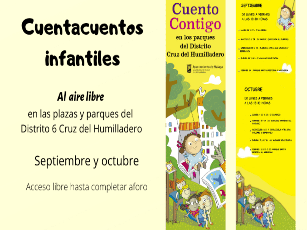Cuentacuentos infantiles gratis al aire libre en septiembre y octubre en Málaga