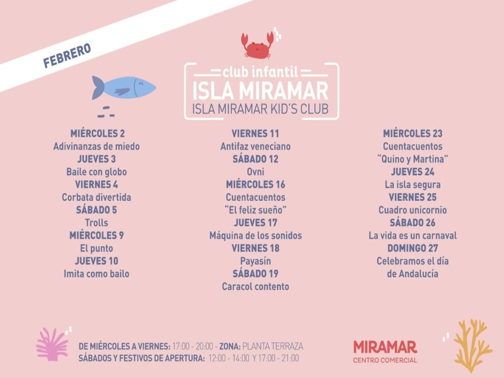 Actividades para niños y niñas gratis en febrero en CC Miramar Fuengirola