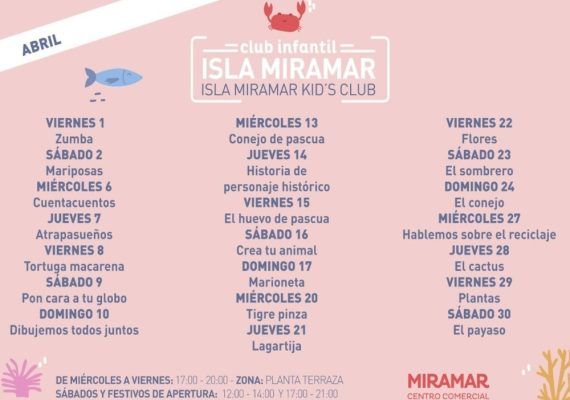 Talleres gratis para niños y niñas en el CC Miramar (Fuengirola) en abril